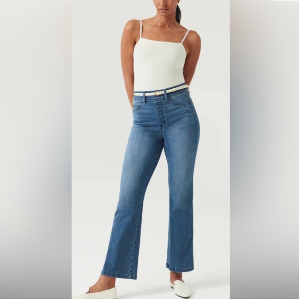 SPANX Women's Blue Kick Flare Jeans Petite M